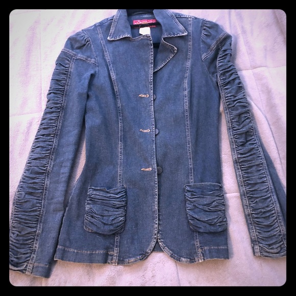 FEVER JEANS STRETCHY DENIM BUTTON UP JACKET SIZE L - Picture 1 of 3